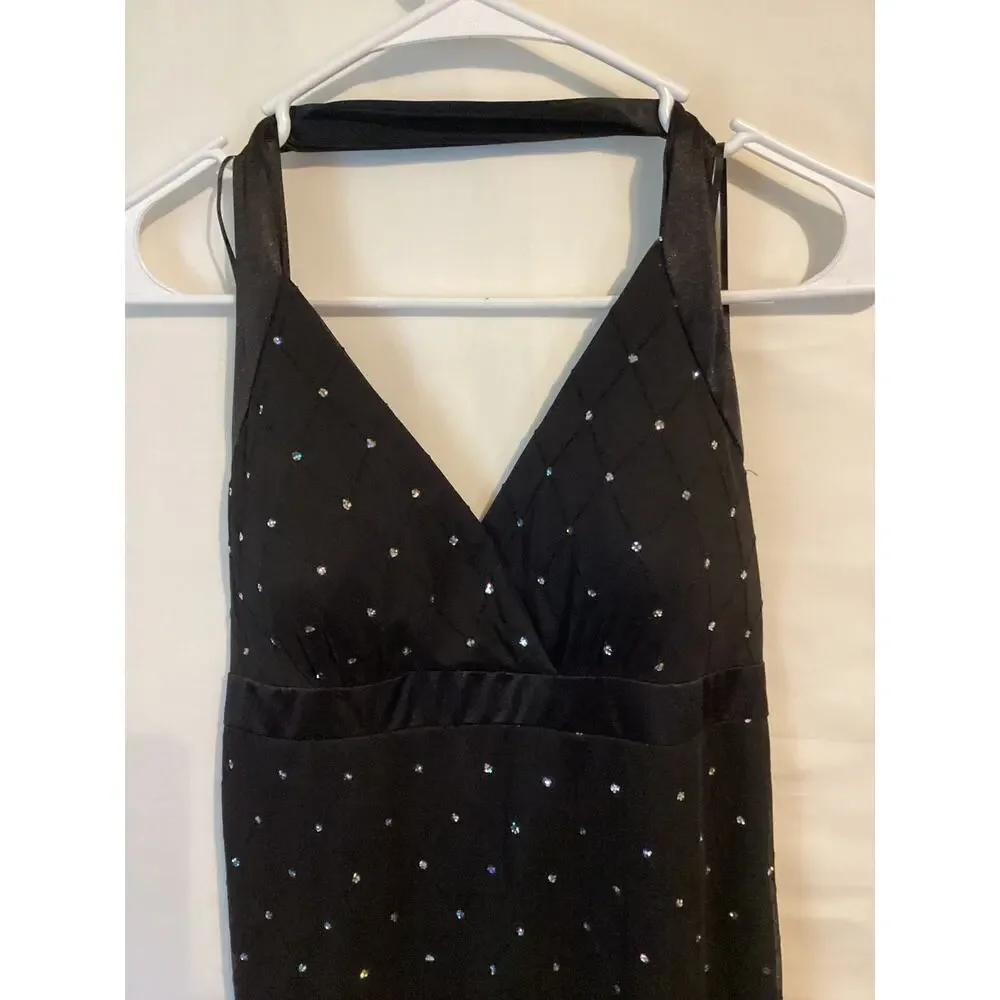 1143 STUDIO 1940 Womens Halter Dress Rhinestone Detail Black Size 8